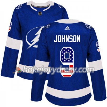 Dámské Hokejový Dres Tampa Bay Lightning Tyler Johnson 9 2017-2018 USA Flag Fashion Modrá Adidas Authentic